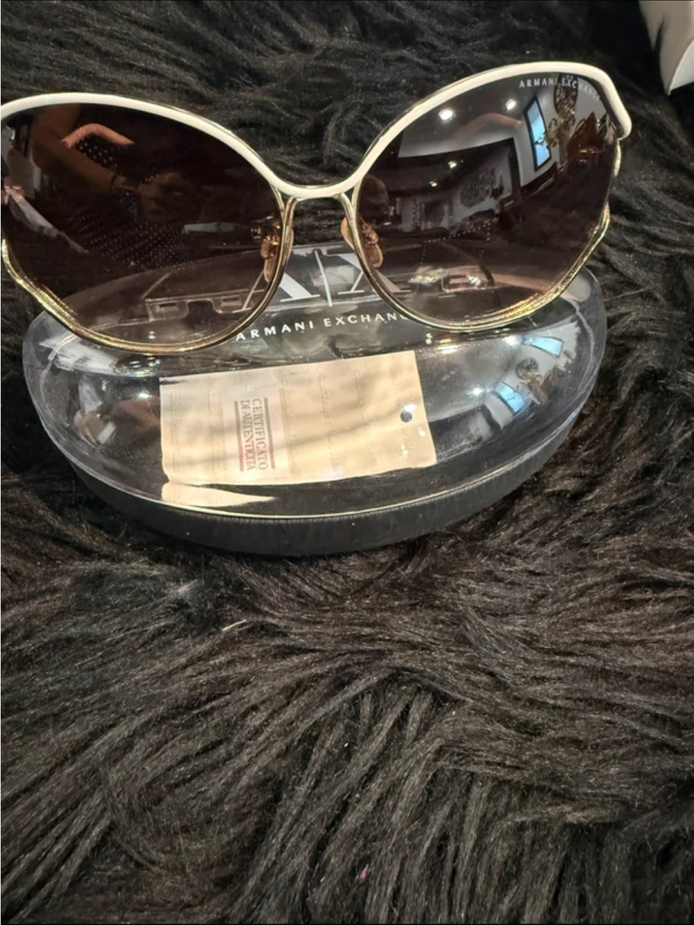 Armani Exchange Gold Frame Sunglasses with Brown Gradient Lenses